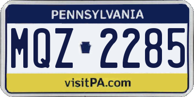 PA license plate MQZ2285
