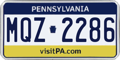PA license plate MQZ2286