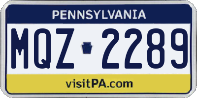 PA license plate MQZ2289
