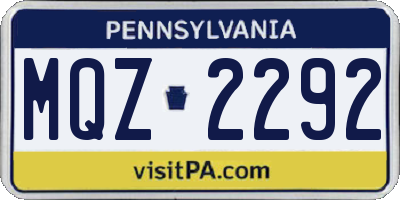 PA license plate MQZ2292