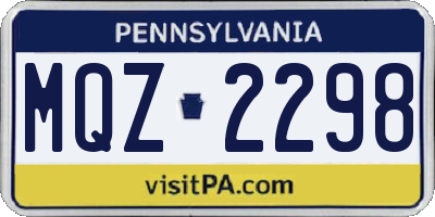 PA license plate MQZ2298