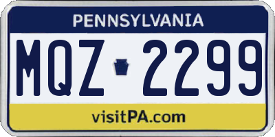 PA license plate MQZ2299