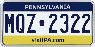 PA license plate MQZ2322