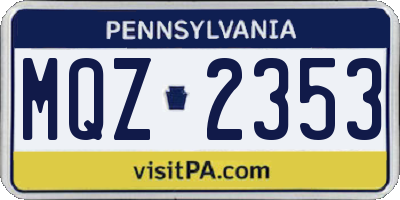 PA license plate MQZ2353