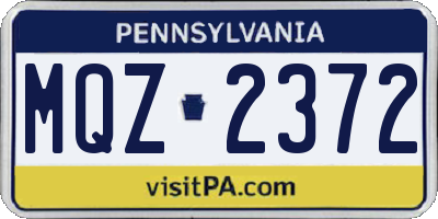 PA license plate MQZ2372