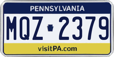 PA license plate MQZ2379