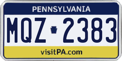 PA license plate MQZ2383