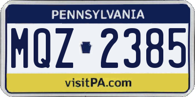 PA license plate MQZ2385