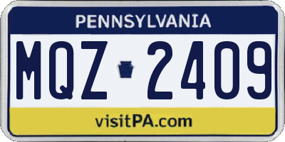 PA license plate MQZ2409