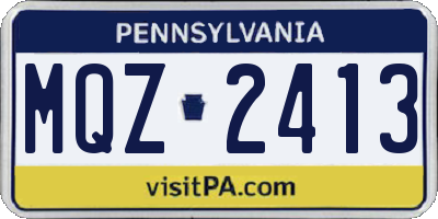 PA license plate MQZ2413