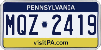 PA license plate MQZ2419