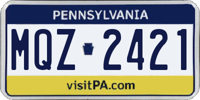 PA license plate MQZ2421