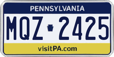 PA license plate MQZ2425