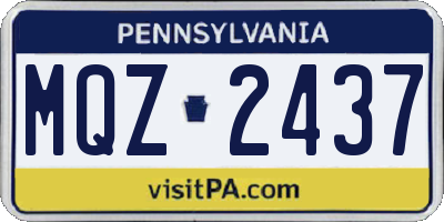 PA license plate MQZ2437