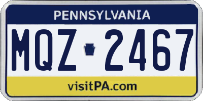 PA license plate MQZ2467