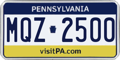 PA license plate MQZ2500