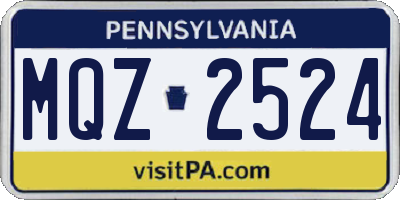 PA license plate MQZ2524