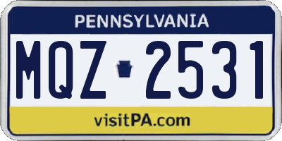 PA license plate MQZ2531