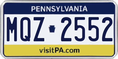 PA license plate MQZ2552