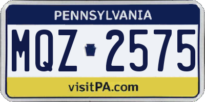 PA license plate MQZ2575