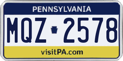 PA license plate MQZ2578