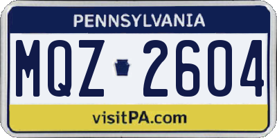 PA license plate MQZ2604