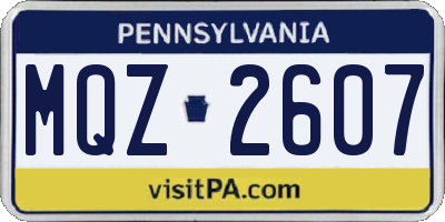 PA license plate MQZ2607