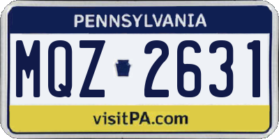 PA license plate MQZ2631