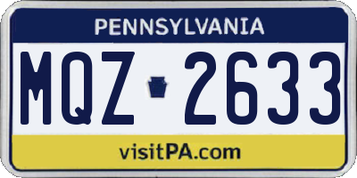 PA license plate MQZ2633