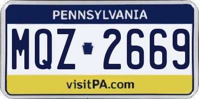 PA license plate MQZ2669