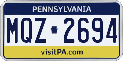PA license plate MQZ2694