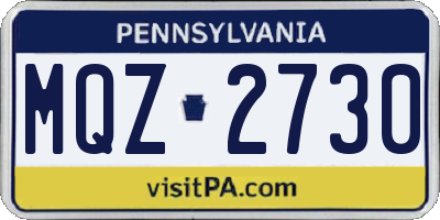 PA license plate MQZ2730