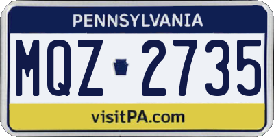 PA license plate MQZ2735