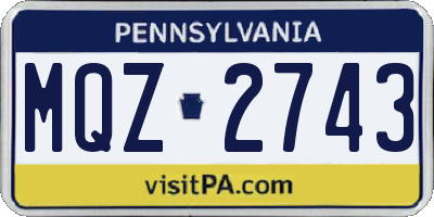 PA license plate MQZ2743