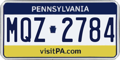 PA license plate MQZ2784