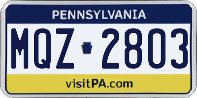 PA license plate MQZ2803