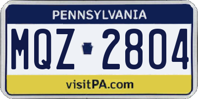 PA license plate MQZ2804