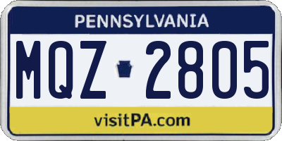 PA license plate MQZ2805