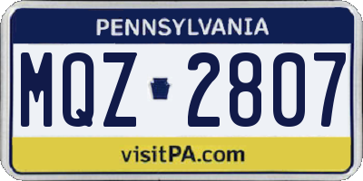 PA license plate MQZ2807