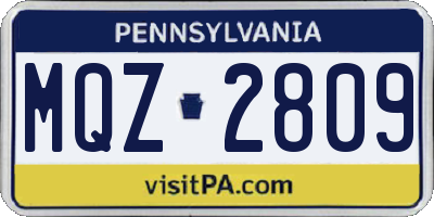 PA license plate MQZ2809