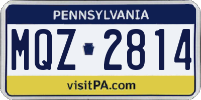 PA license plate MQZ2814