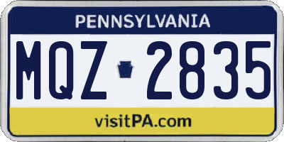 PA license plate MQZ2835