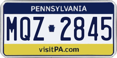 PA license plate MQZ2845