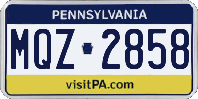 PA license plate MQZ2858