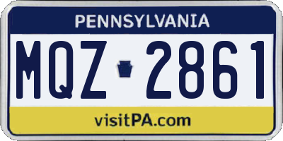 PA license plate MQZ2861