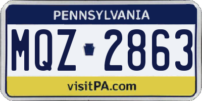 PA license plate MQZ2863