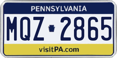 PA license plate MQZ2865