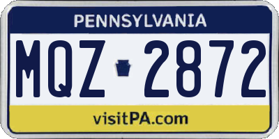 PA license plate MQZ2872
