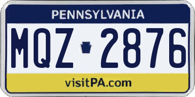 PA license plate MQZ2876