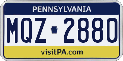 PA license plate MQZ2880